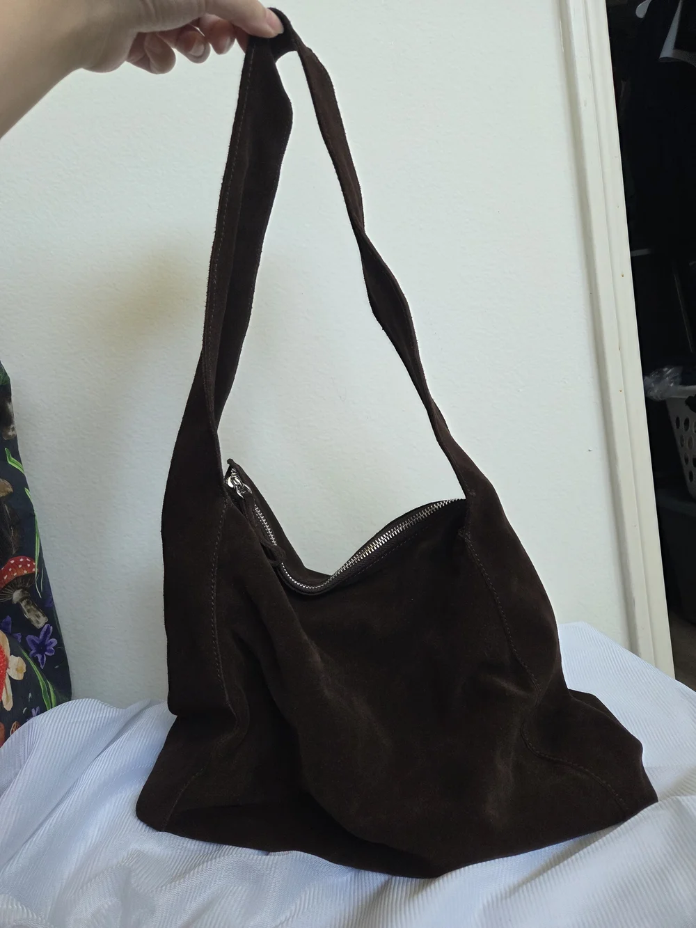 Chocolate Brown Suede Shoulder Bag